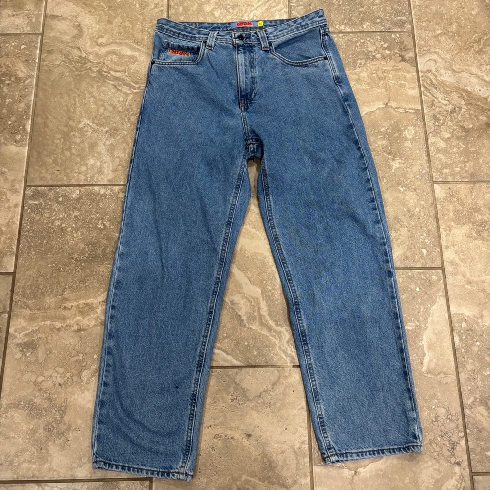 Empyre Loose Fit Skate Jeans Mens 30 Medium‎ Wash Blue Baggy Streetwear Denim